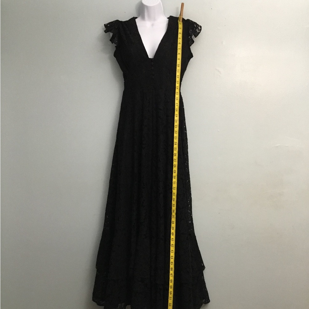 DALIA MACPHEE Black Sheath Maxi Dress with Flutter Cap Sleeves and Crew Neck - Picture 13 of 16